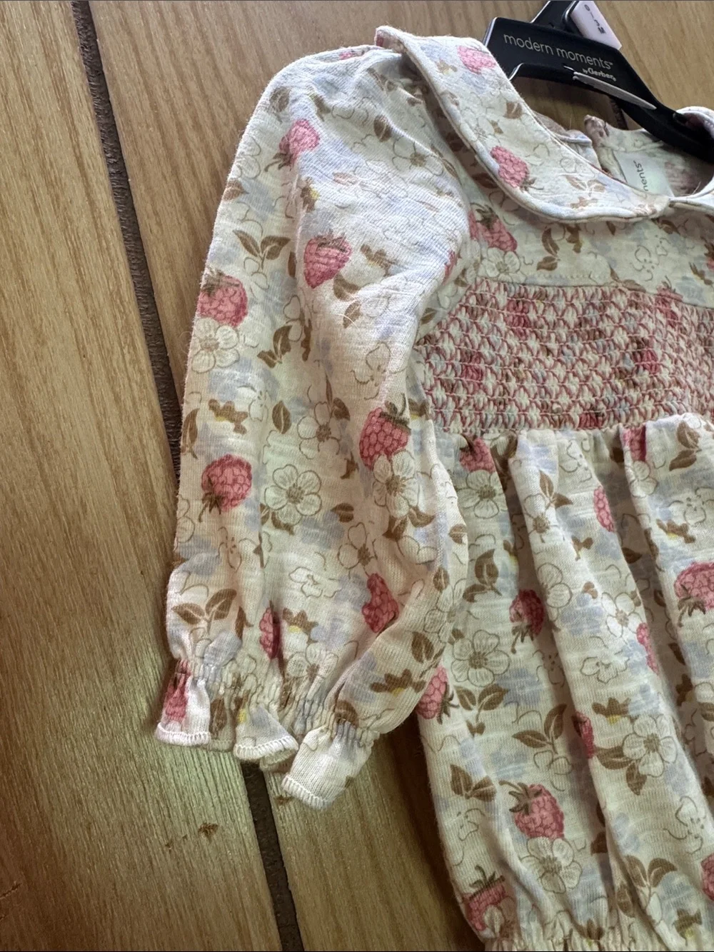 Gerber Cream Floral Smocked Baby‎ One-Piece Bodysuit